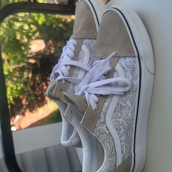 Vans Old Skool Sneakers Men's 8 Women's 9.5 Skate Shoes White Tan Floral Suede - Picture 5 of 10